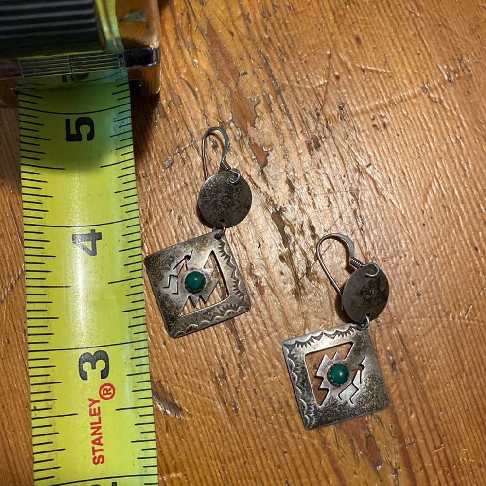 Vintage silver and malachite earrings. - Picture 4 of 4